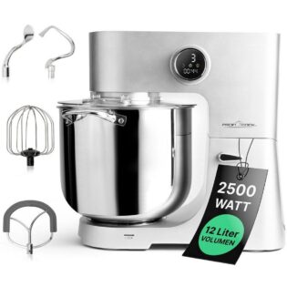 ProfiCook Küchenmaschine PC-KM 1254, XXL 12L Schüssel, Knetmaschine mit 2500W Motor