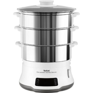 Tefal Dampfgarer Convenient Series Deluxe, 900 W, Touchscreen, 8 Programme,3 Ebenen, Edelstahlbehälter, VC502D