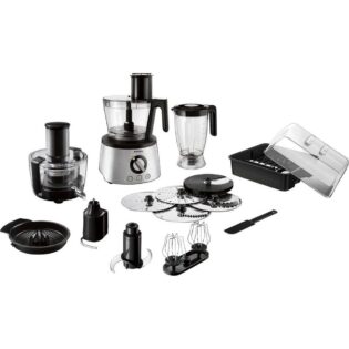 Philips Kompakt-Küchenmaschine HR7778/00, 1300 W, 2 l Schüssel, inkl. Knethaken, Entsafter, Standmixer und Zitruspresse