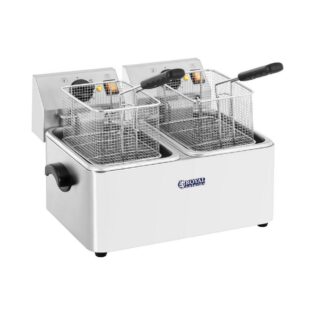 Royal Catering Fritteuse RCEF 08D-EGO, 5000 W, 2 x 8 L Fritöse EGO Thermostat Edelstahl Kaltzonen