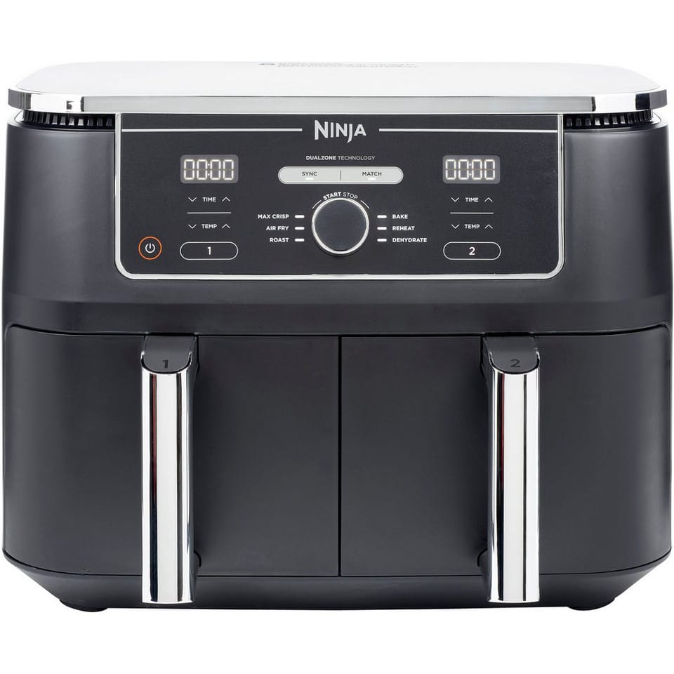 NINJA Heißluftfritteuse Foodi AF400EU Dual Zone Airfryer, 2470 W, Kapazität je 1,4 kg, incl. 2 Crisper Gittereinsätze