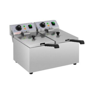 Royal Catering Fritteuse RCEF 08DB, 6400 W, 2 x 8 L Doppel Edelstahl Elektro Gastronomie