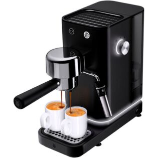 WMF Espressomaschine Lumero Deep Black, kompakt, dezente LED-Beleuchtung, 15 bar, 1350 Watt, Milchschaumdüse