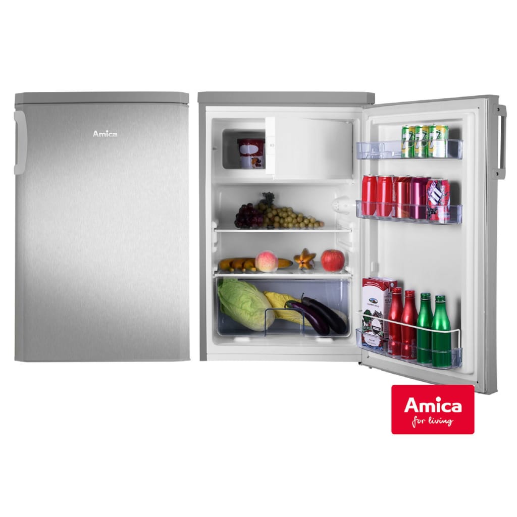 Amica Kühlschrank KS 361 112-1 E, 84.50 cm hoch, 55.00 cm breit, Energieeffizienzklasse: D, Edelstahloptik