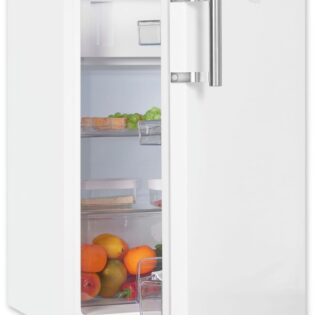 exquisit Kühlschrank KS16-4-HE-010D weiss, 85 cm hoch, 56 cm breit, Flexibel, sparsam & hell: 120 L Kühl-Gefrier-Kombi für jede Küche
