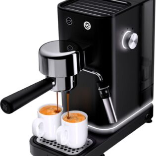 WMF Espressomaschine Lumero Deep Black, kompakt, dezente LED-Beleuchtung, 15 bar, 1350 Watt, Milchschaumdüse