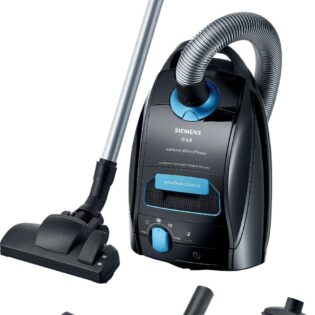 SIEMENS Bodenstaubsauger Q5 extreme silencePower VSQ5X500, ideal für Allergiker, Hygiene-Filter, 650 W, mit Beutel, Starke Saugleistung, XXL-Polsterdüse, langes Kabel, schwarz