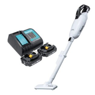 Makita Akku-Handstaubsauger DCL 281 FSAW 18 V weiß Brushless + 2x Akku 2,0 Ah + Ladegerät