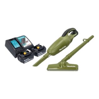 Makita Akku-Handstaubsauger DCL 180 RM2O 18 V 0,65 l Olive + 2x Akku 4,0 Ah + Ladegerät
