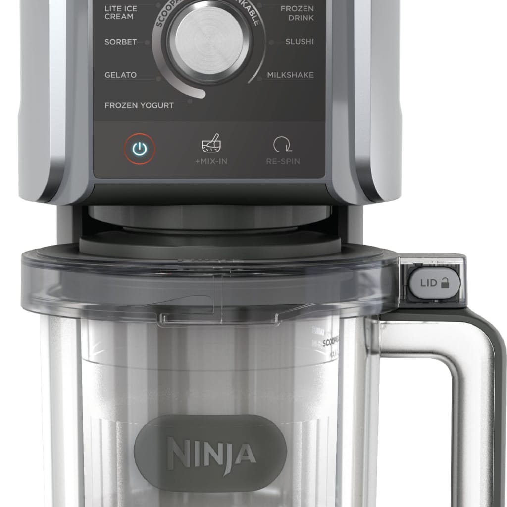 NINJA Eismaschine NC502EU Creami Deluxe, 10-in-1 Eis-und Eisgetränkmaschine, 0,71 l, 800 W, Mit 2x 710 ml Deluxe Behältern und Deckeln