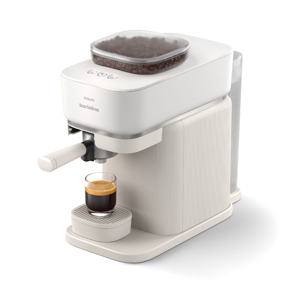 PHILIPS baristina Espressomaschine BAR300/00 mit Mahlwerk für ganze Bohnen, 16 bar Pumpendruck, Naturweiß