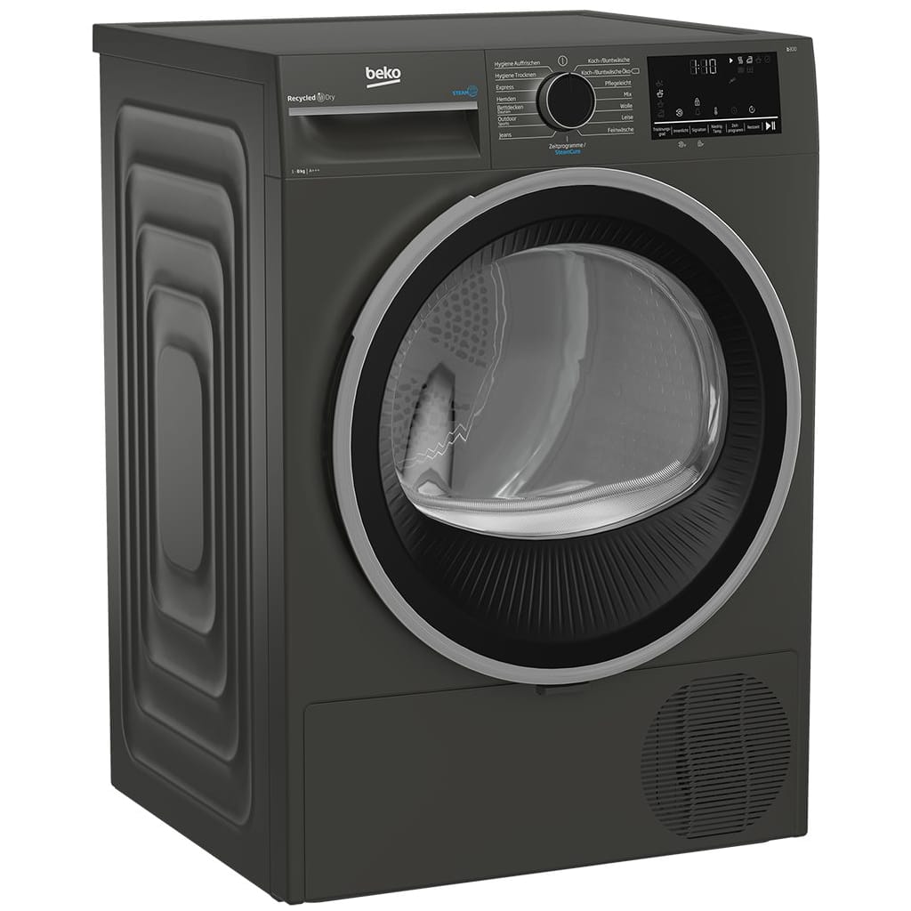 BEKO Wärmepumpentrockner Manhattan Gray B3T22491M, Dampffunktion, Silent-Programm, Allergikergeeignet, Aquawave