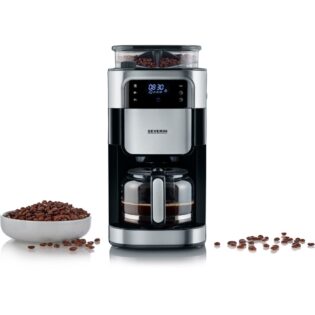 Severin Kaffeemaschine mit Mahlwerk KA 4813, 1,25l Kaffeekanne, Permanentfilter 1x4, Mahlgrad und Kaffeemenge einstellbar, Warmhalten: bis 60 Min., Timer