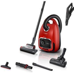 BOSCH Bodenstaubsauger ProAnimal Serie 6 BGL6TPET, Ideal Für Tierhaare Und Allergiker, 700 W, mit Beutel, Hygiene-Filter, Für Parkett, Teppich, Fliesen, Starke Saugkraft, Rot
