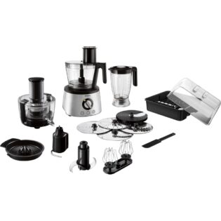 Philips Kompakt-Küchenmaschine HR7778/00, 1300 W, 2 l Schüssel, inkl. Knethaken, Entsafter, Standmixer und Zitruspresse