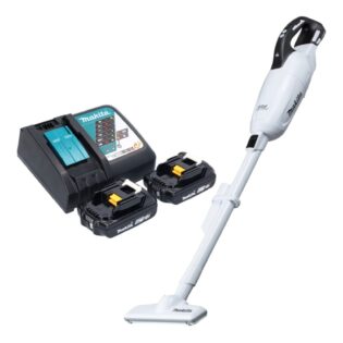 Makita Akku-Handstaubsauger DCL 281 FRAW 18 V weiß Brushless + 2x Akku 2,0 Ah + Ladegerät