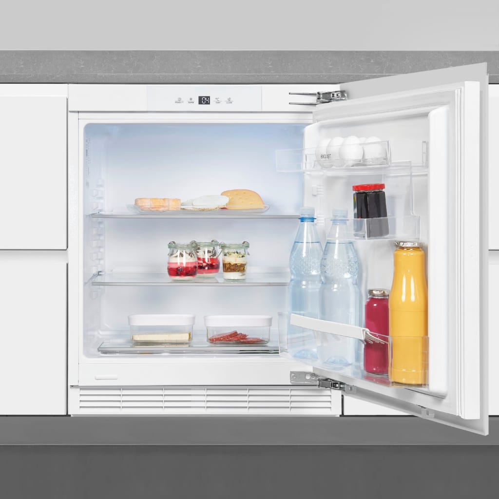 exquisit Einbaukühlschrank UKS140-V-FE-010D, 81,8 cm hoch, 59,5 cm breit, Ideal zum Unterbauen in die Küchenzeile für kleine Küchen, Büroküchen