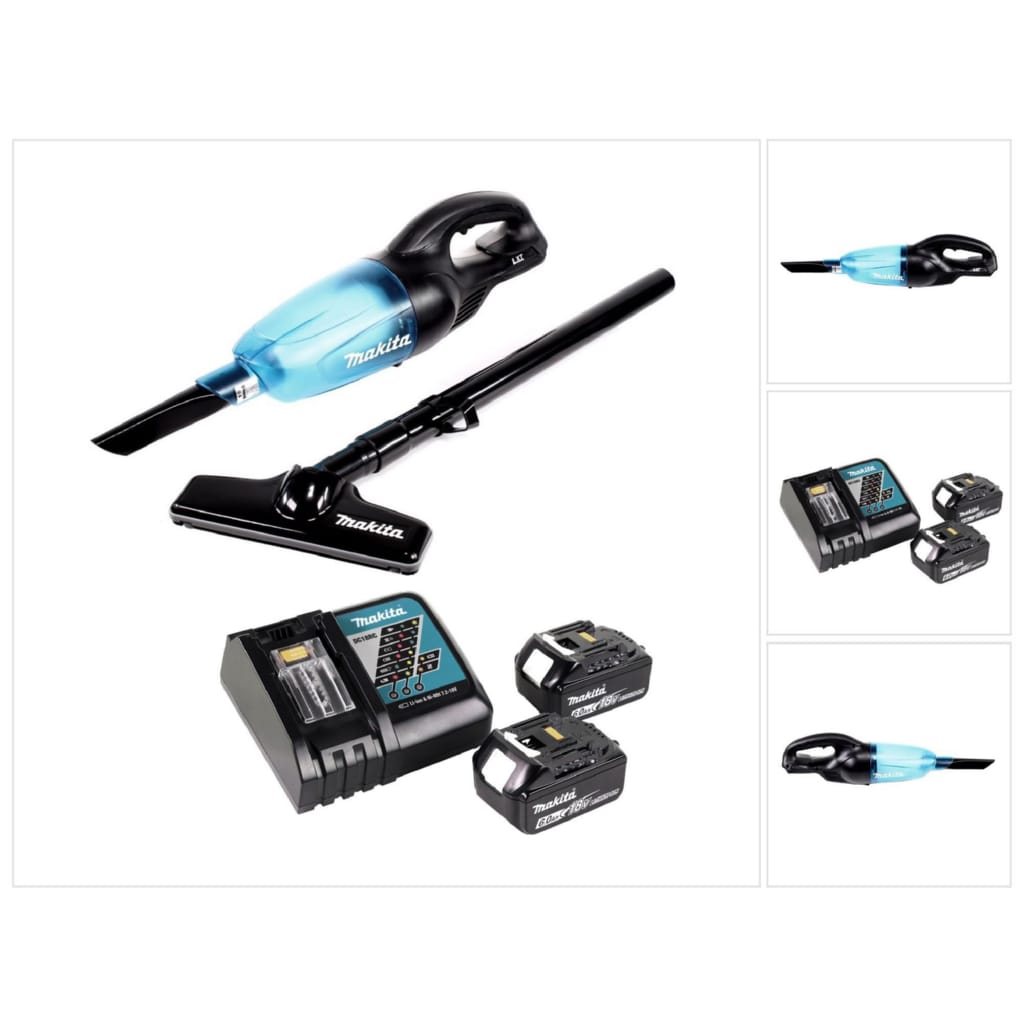 Makita Akku-Handstaubsauger DCL 180 RG B Akku Staubsauger 18 V Schwarz + 2x Akku 6,0 Ah + Ladeger