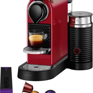 NESPRESSO Kapselmaschine XN7615 CitiZ & Milk von Krups, inkl. Aeroccino Milchaufschäumer, Willkommenspaket mit 14 Kapseln