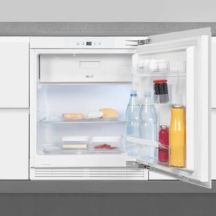 exquisit Einbaukühlschrank UKS130-4-FE-010D, 81,8 cm hoch, 59,5 cm breit, Ideal zum Unterbauen in die Küchenzeile für kleine Küchen, Büroküchen