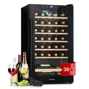 Klarstein Weinkühlschrank Barossa 32 Uno, für 36 Standardflaschen á 0,75l,Wein Flaschenkühlschrank Weintemperierschrank Weinschrank Kühlschrank