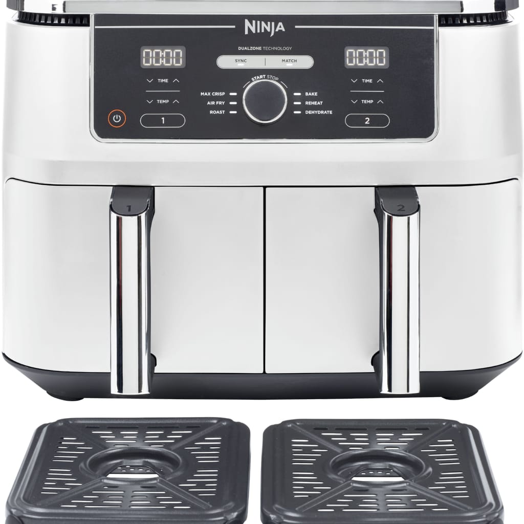 NINJA Heißluftfritteuse Ninja Foodi MAX Dual Zone Heißluftfritteuse AF400EUWH, 2470 W, Zwei Gerichte auf zwei Arten gleichzeitig garen