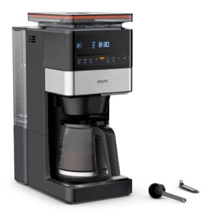 Krups Filterkaffeemaschine KM8428 Grind Aroma XL, 1,5l Kaffeekanne, Papierfilter, Permanentfilter 1x4, Kegelmahlwerk, digitales Bedienfeld, 1,5 l, 2 h Warmhaltefunktion