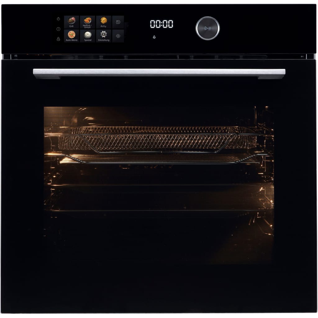 Hanseatic Einbaubackofen HBO7214FA2, mit 1-fach-Teleskopauszug, Aqua-Reinigungsfunktion, AirFry-Funktion – die gesündere Alternative zur Fritteuse