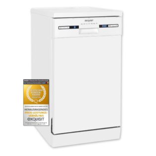 exquisit Standgeschirrspüler PLUS GSP9309-030E, 9 Maßgedecke, 45 cm, Unterbaufähig, einfache Bedienung, LED Display
