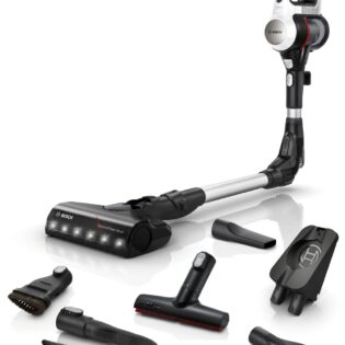 BOSCH Akku-Stielstaubsauger Unlimited 7 BSS711W, Knickrohr, Hygiene-Filter, 10 J. Motorgarantie, beutellos, LED-Licht, hohe Saugkraft, lange Laufzeit, XXL-Polsterdüse, weiß