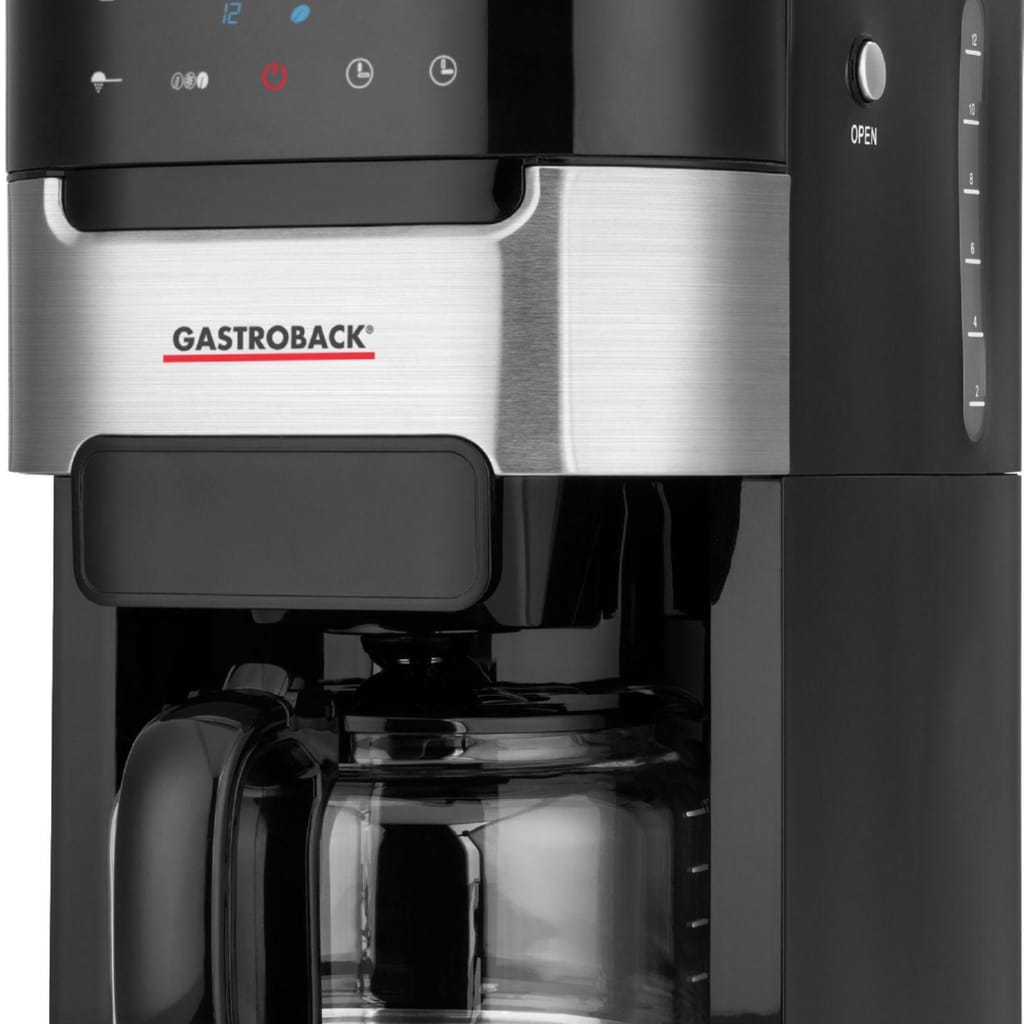 Gastroback Kaffeemaschine mit Mahlwerk Grind & Brew Pro 42711, 1,5l Kaffeekanne, Permanentfilter, Timerfunktion, auch für Kaffeepulver verwendbar, Warmhaltefunktion