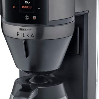 Severin Kaffeemaschine mit Mahlwerk KA 4854 FILKA (2. Generation), Filterkaffee-Vollautomat, 1,4l Kaffeekanne, Papierfilter, Permanentfilter 1x4, mit Glaskanne