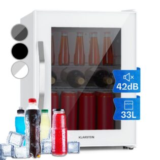 Klarstein Getränkekühlschrank Beersafe M, 55.2 cm hoch, 40.3 cm breit, Mini Kühlschrank ohne Gefrierfach klein Getränkekühlschrank Glastür